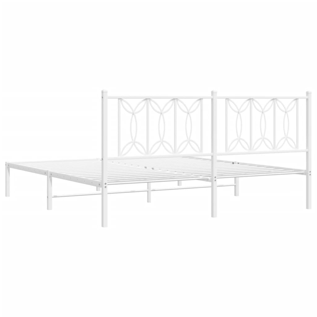 Metalni okvir za krevet s uzglavljem bijeli 183x213 cm