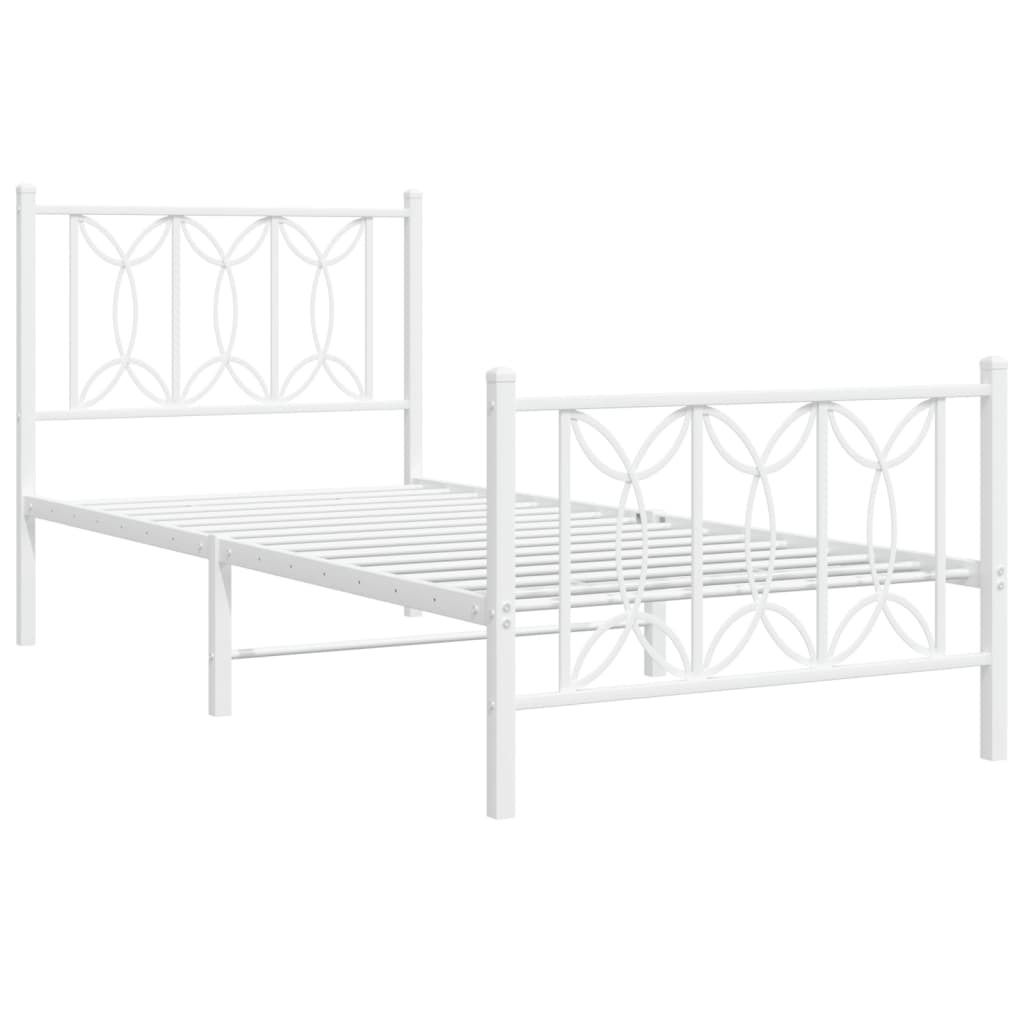 Metalni okvir kreveta uzglavlje i podnožje bijeli 75x190 cm