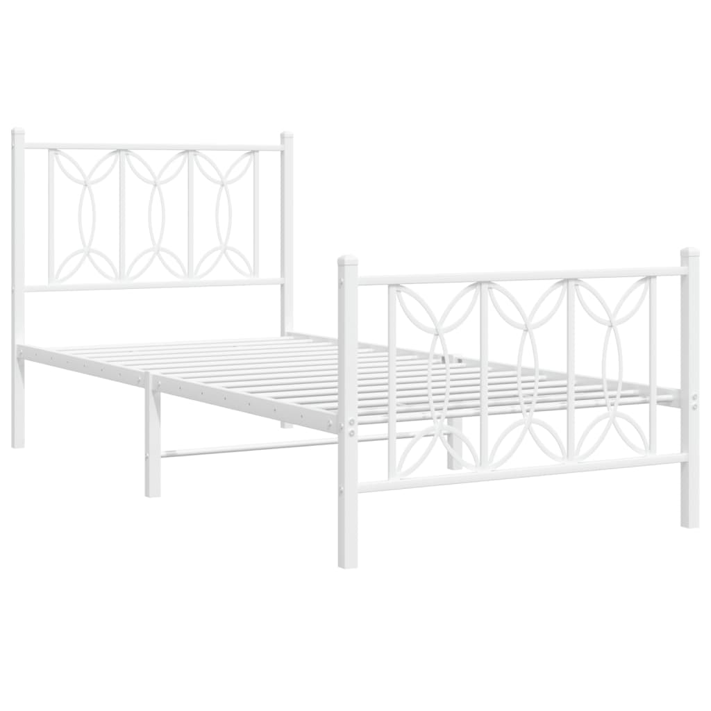 Metalni okvir kreveta uzglavlje i podnožje bijeli 90x190 cm