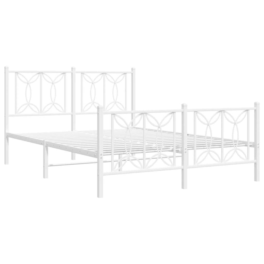 Metalni okvir kreveta uzglavlje i podnožje bijeli 140x200 cm