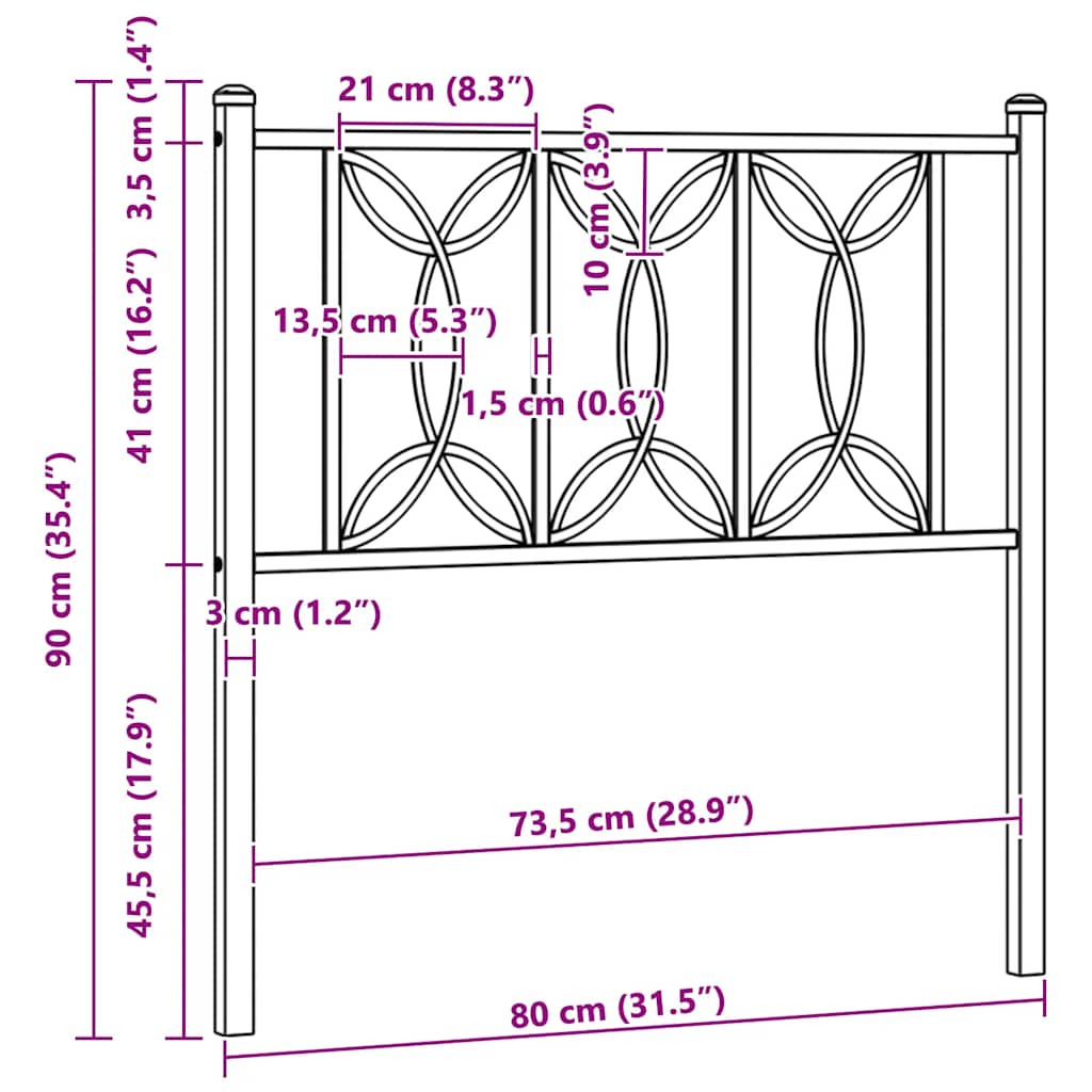Metalno zamjensko uzglavlje bijelo 75 cm