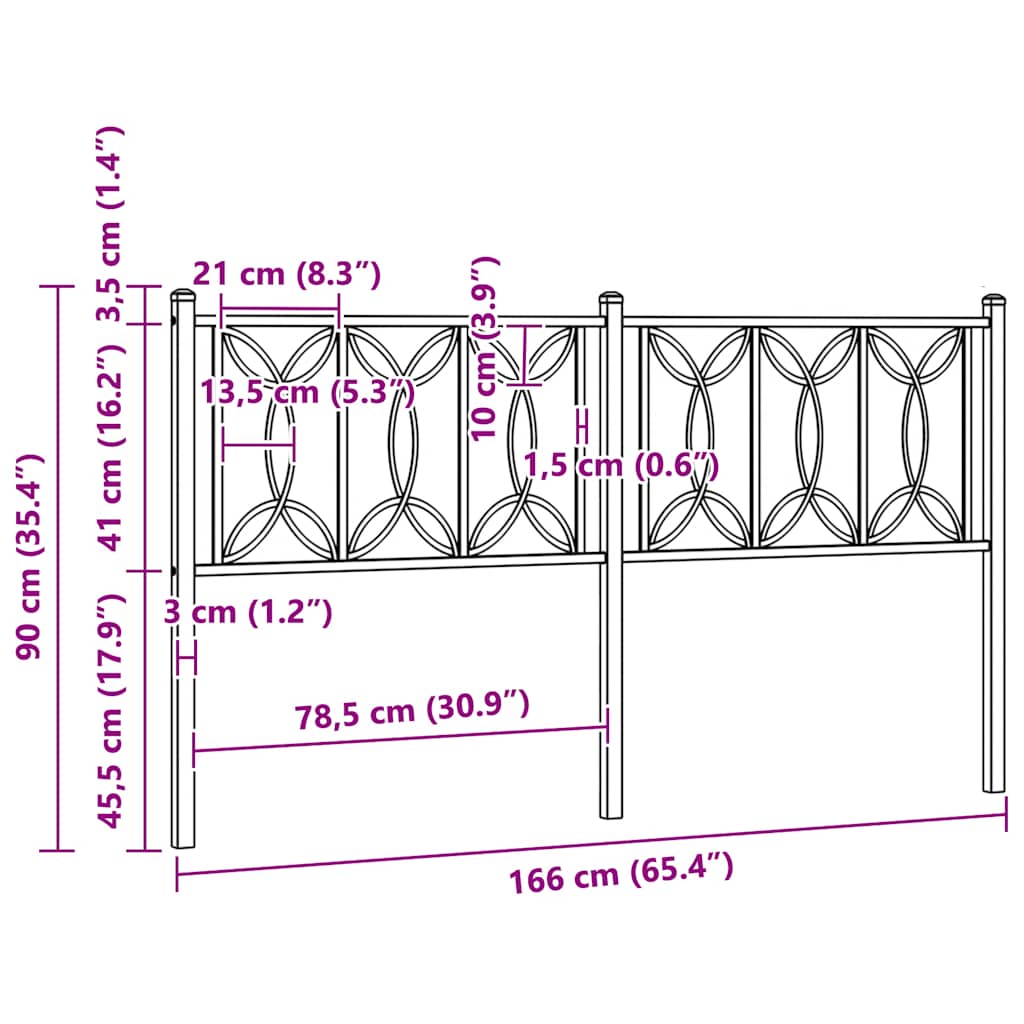 Metalno zamjensko uzglavlje bijelo 160 cm