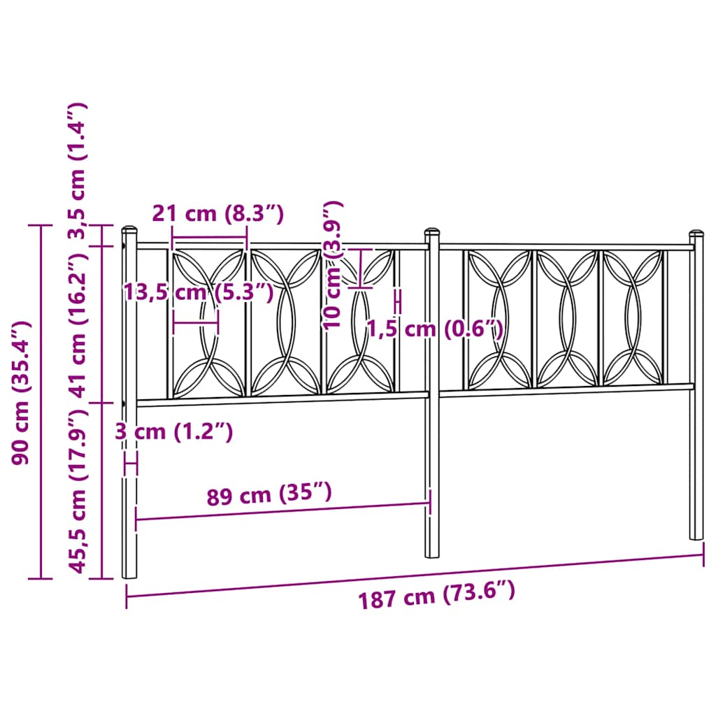 Metalno zamjensko uzglavlje bijelo 180 cm