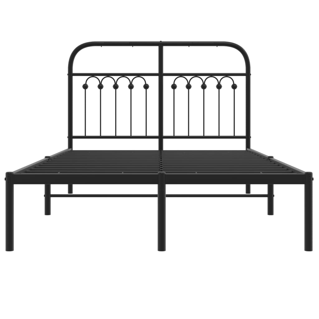 Metalni okvir za krevet s uzglavljem crni 120x190 cm