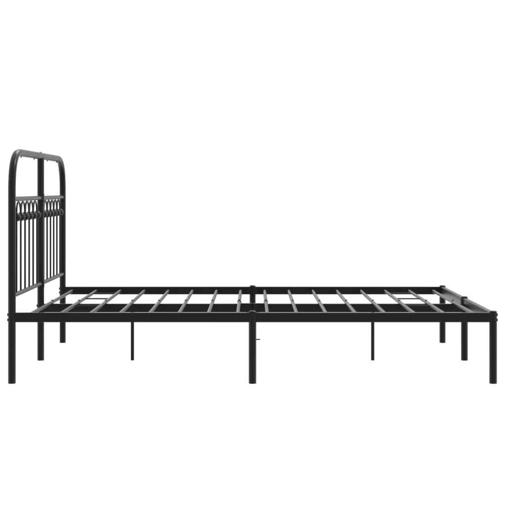 Metalni okvir za krevet s uzglavljem crni 140x200 cm