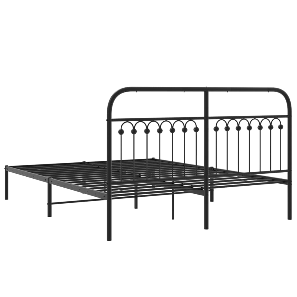 Metalni okvir za krevet s uzglavljem crni 150x200 cm
