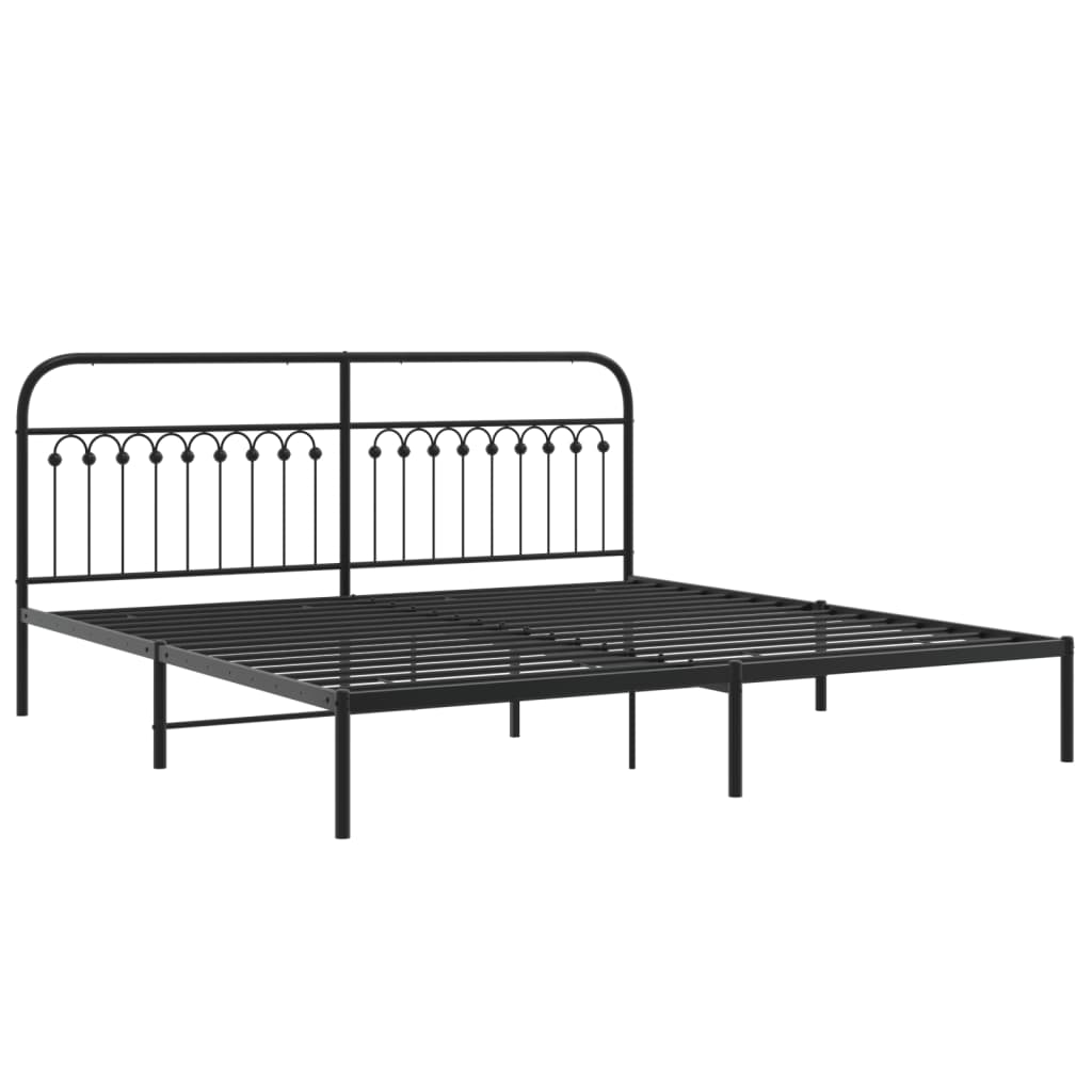 Metalni okvir za krevet s uzglavljem crni 193x203 cm