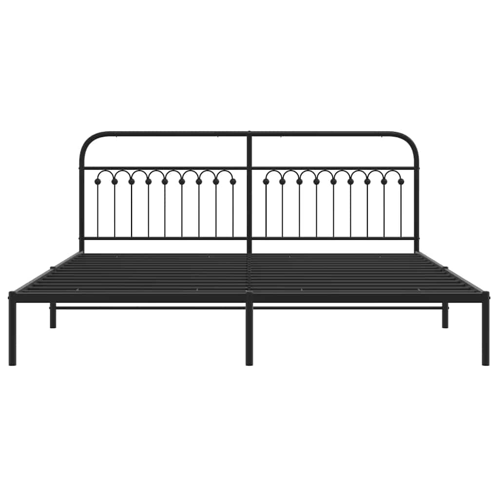 Metalni okvir za krevet s uzglavljem crni 200x200 cm