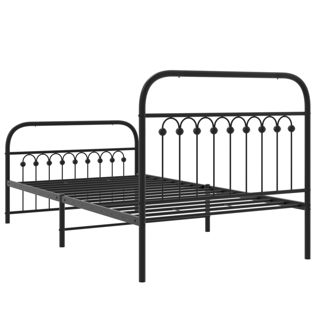 Metalni okvir kreveta uzglavlje i podnožje crni 100x200 cm