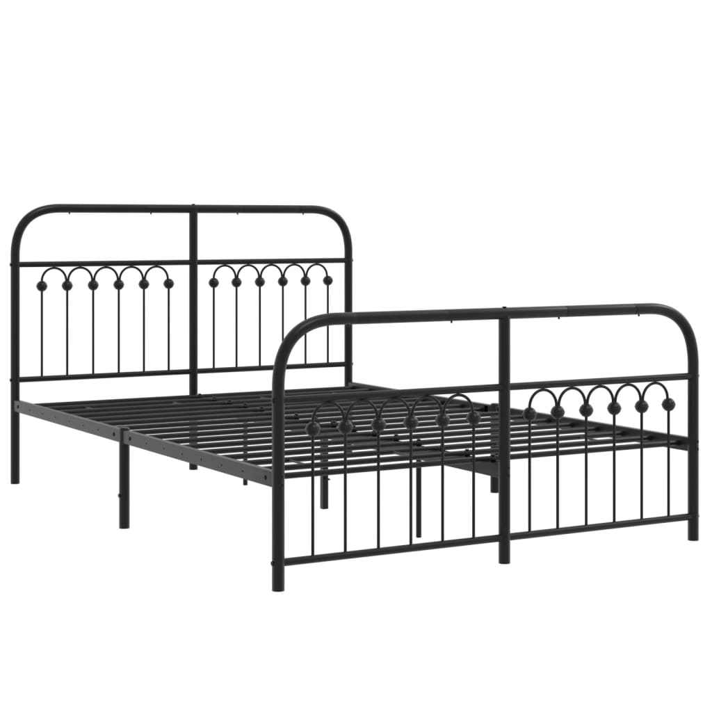 Metalni okvir kreveta uzglavlje i podnožje crni 137x190 cm