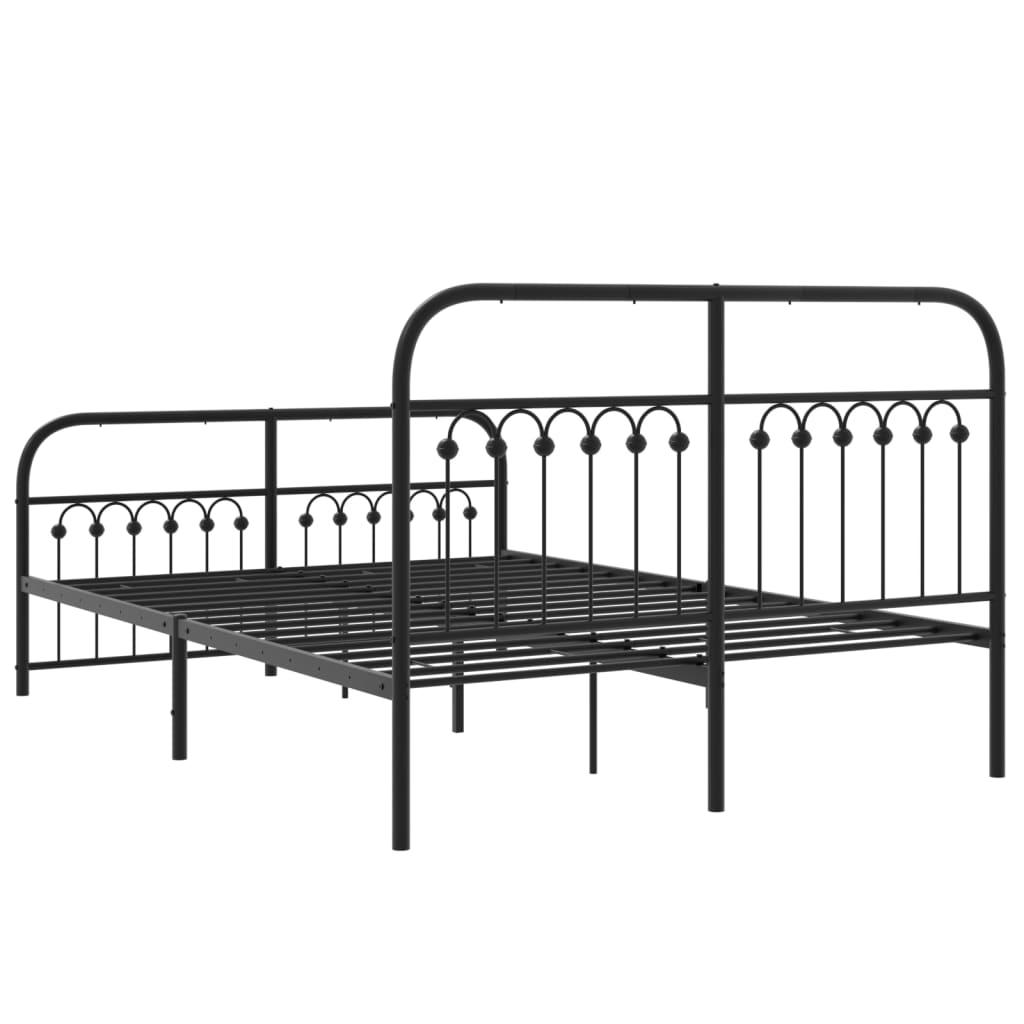 Metalni okvir kreveta uzglavlje i podnožje crni 137x190 cm
