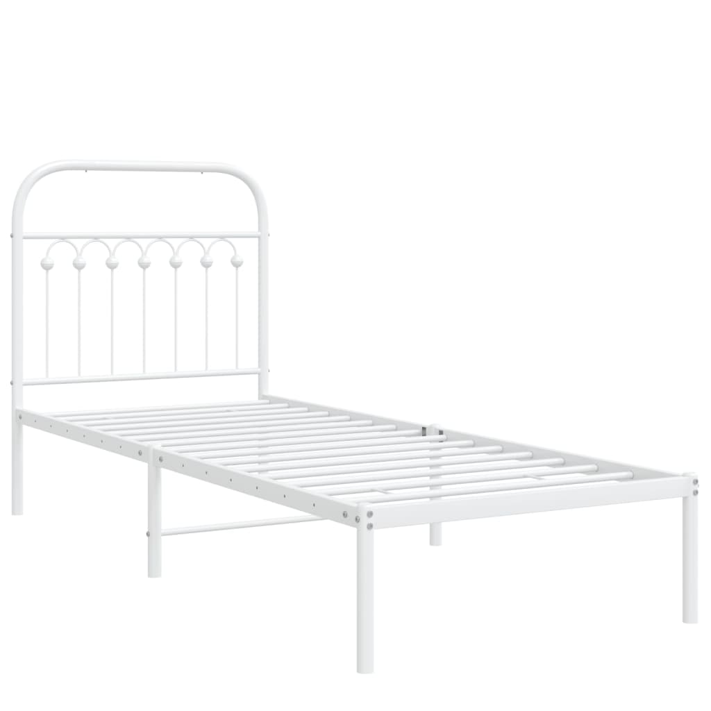 Metalni okvir krevet bez madraca s uzglavljem bijeli 75x190 cm