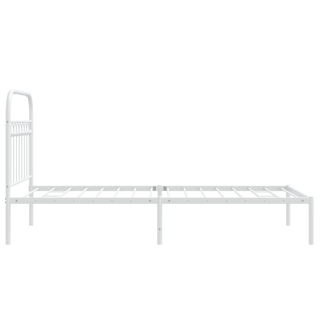 Metalni okvir za krevet s uzglavljem bijeli 90 x 190 cm