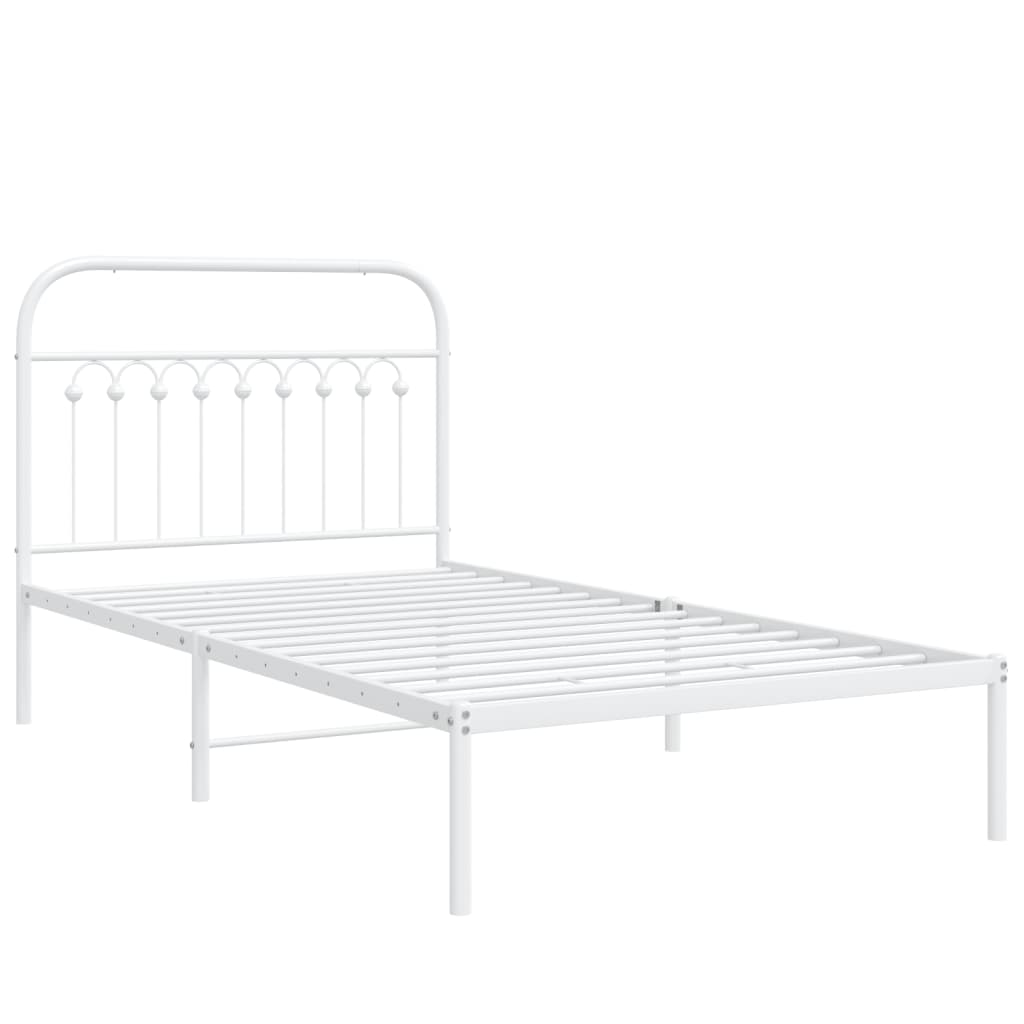 Metalni okvir za krevet s uzglavljem bijeli 100x200 cm