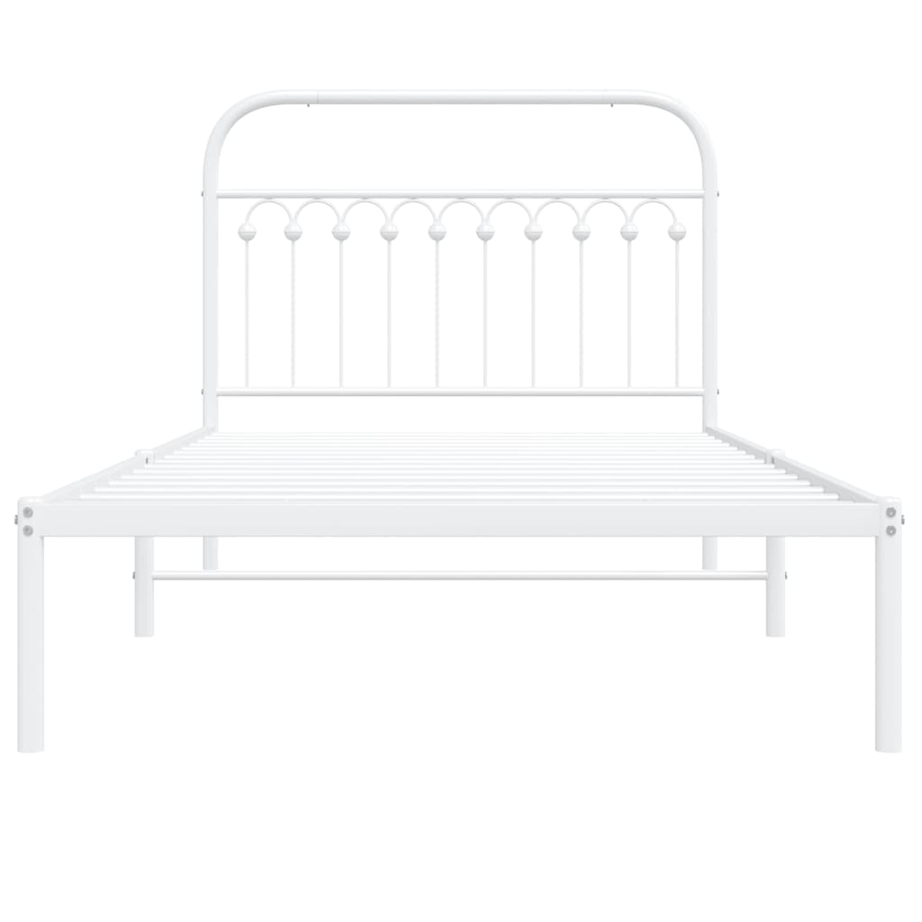 Metalni okvir za krevet s uzglavljem bijeli 107x203 cm