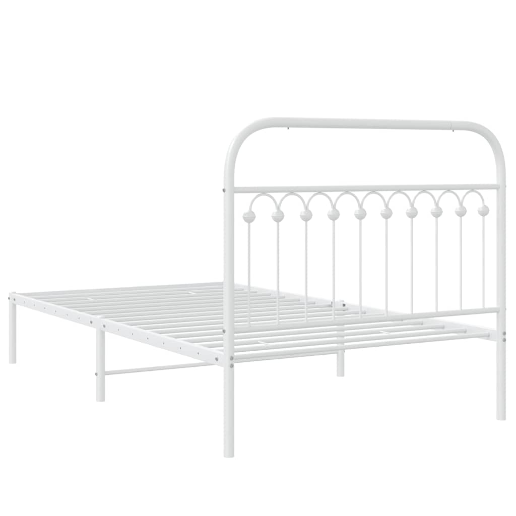 Metalni okvir za krevet s uzglavljem bijeli 107x203 cm