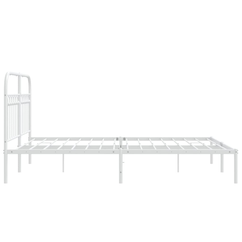 Metalni okvir za krevet s uzglavljem bijeli 140 x 190 cm