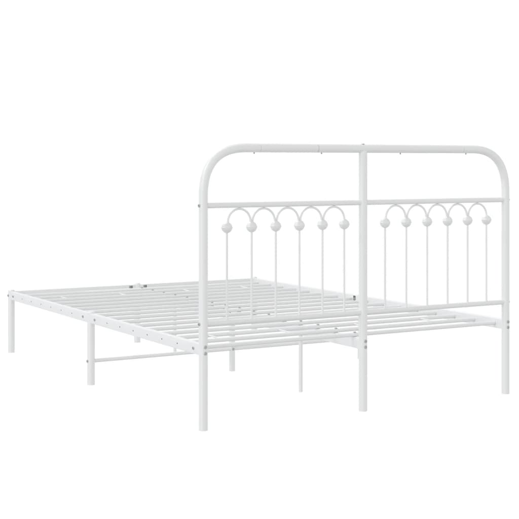 Metalni okvir za krevet s uzglavljem bijeli 140 x 200 cm
