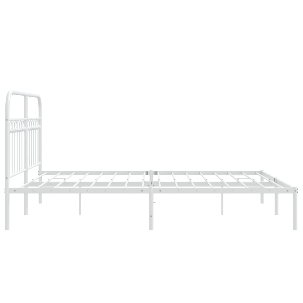 Metalni okvir za krevet s uzglavljem bijeli 150x200 cm