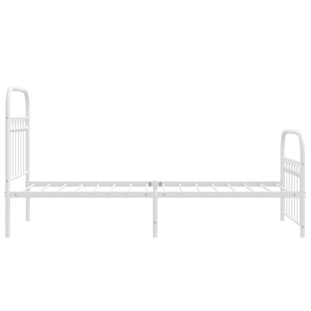 Metalni okvir kreveta uzglavlje i podnožje bijeli 75x190 cm
