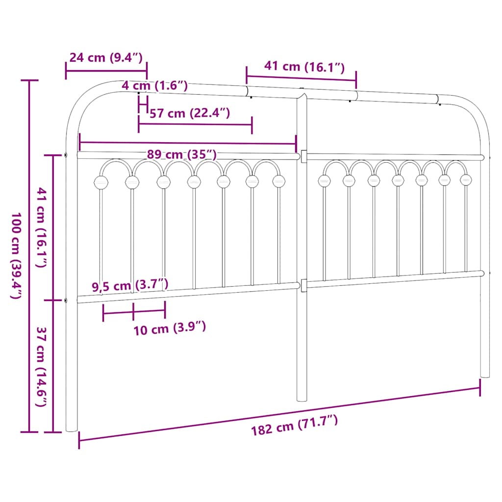 Metalno zamjensko uzglavlje bijelo 180 cm