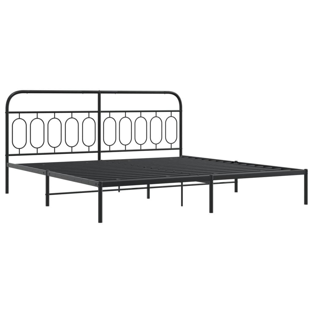 Metalni okvir za krevet s uzglavljem crni 200x200 cm