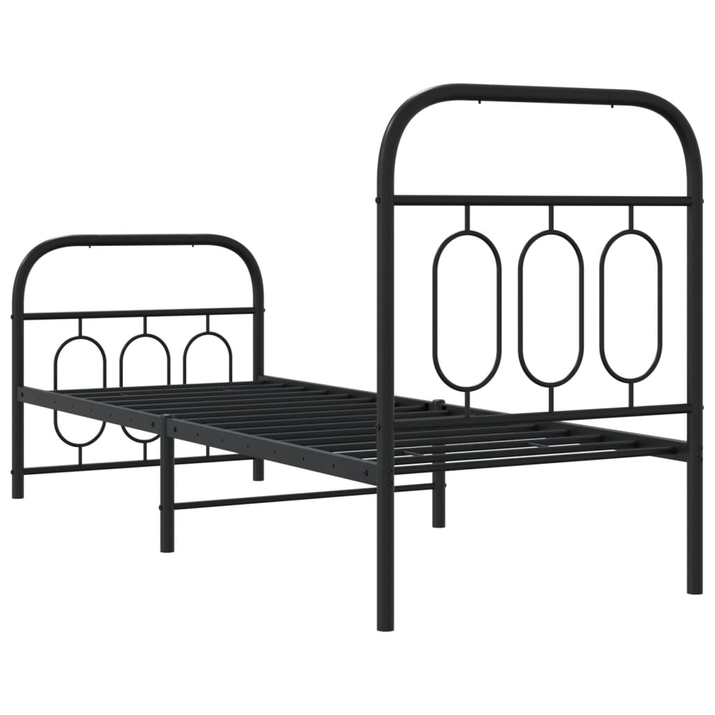 Metalni okvir kreveta uzglavlje i podnožje crni 75x190 cm