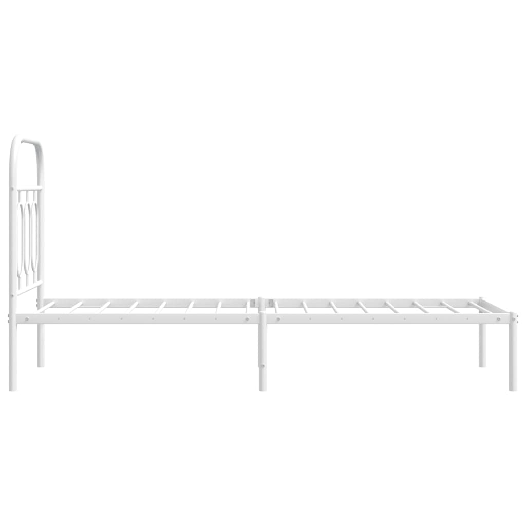 Metalni okvir krevet bez madraca s uzglavljem bijeli 75x190 cm