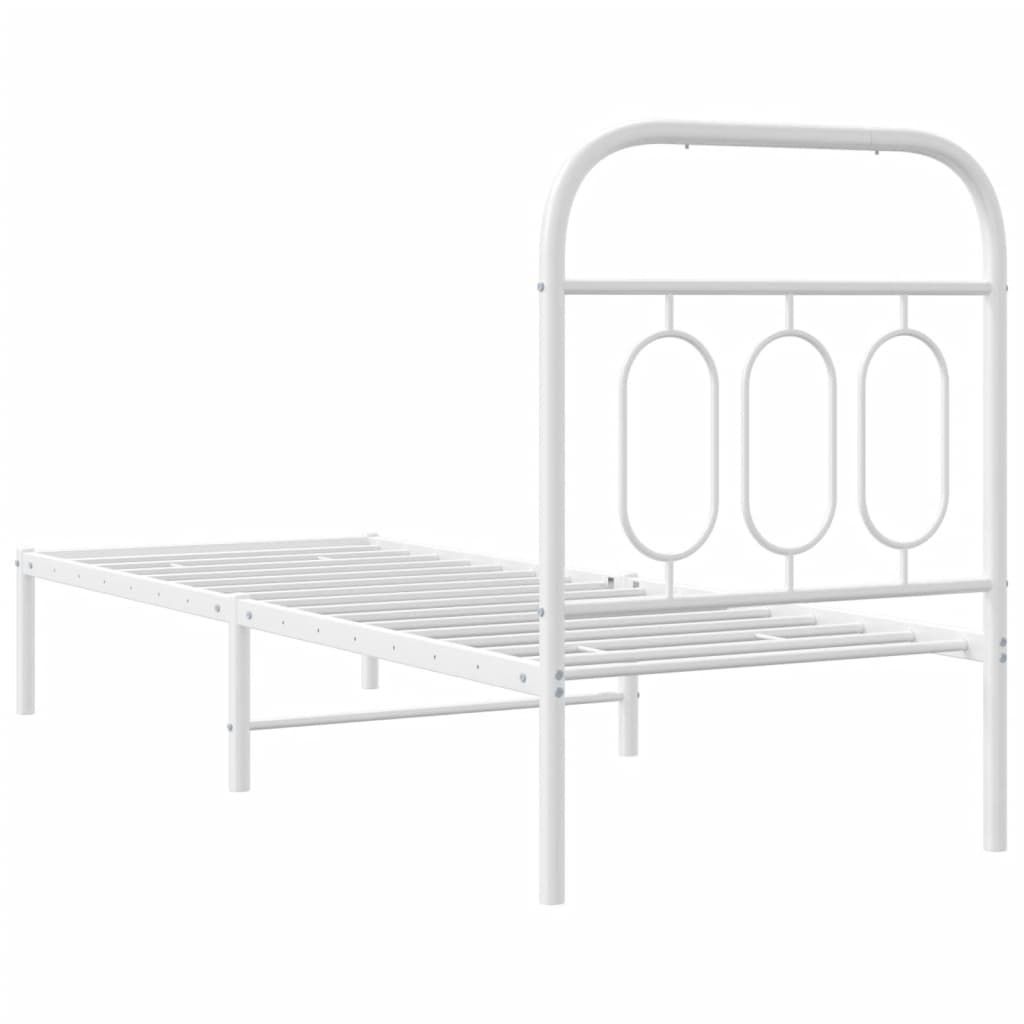 Metalni okvir krevet bez madraca s uzglavljem bijeli 75x190 cm