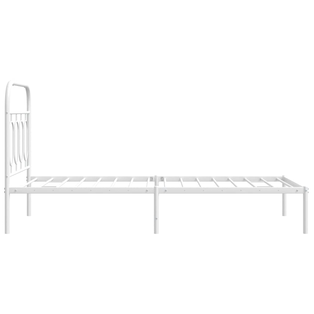 Metalni okvir za krevet s uzglavljem bijeli 80x200 cm