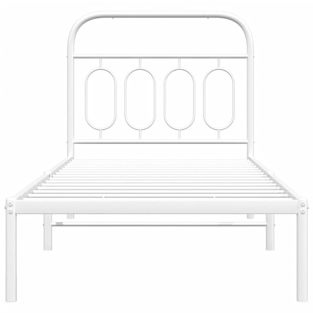 Metalni okvir za krevet s uzglavljem bijeli 90 x 190 cm