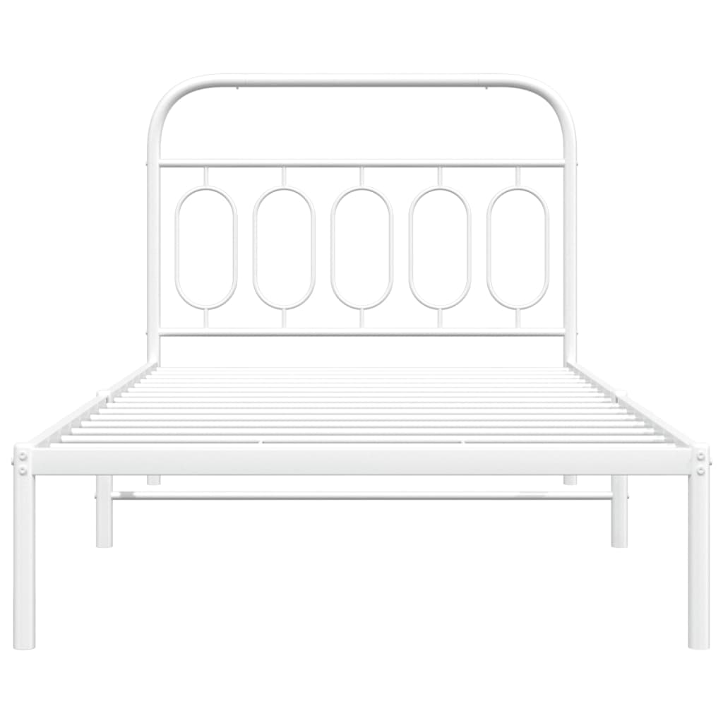 Metalni okvir za krevet s uzglavljem bijeli 100x200 cm