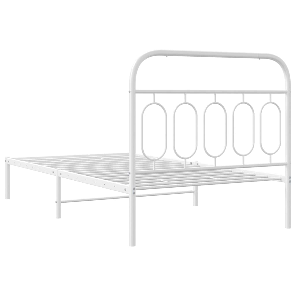 Metalni okvir za krevet s uzglavljem bijeli 100x200 cm