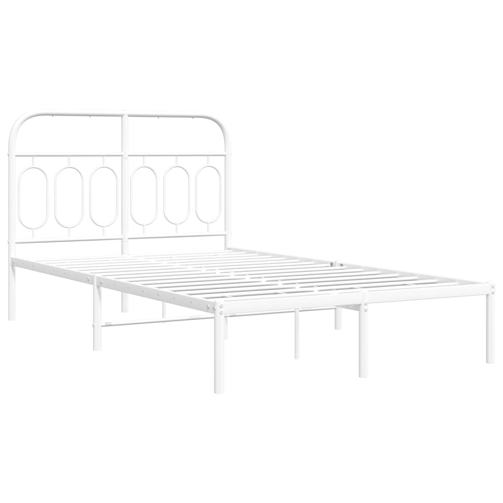 Metalni okvir za krevet s uzglavljem bijeli 120 x 190 cm