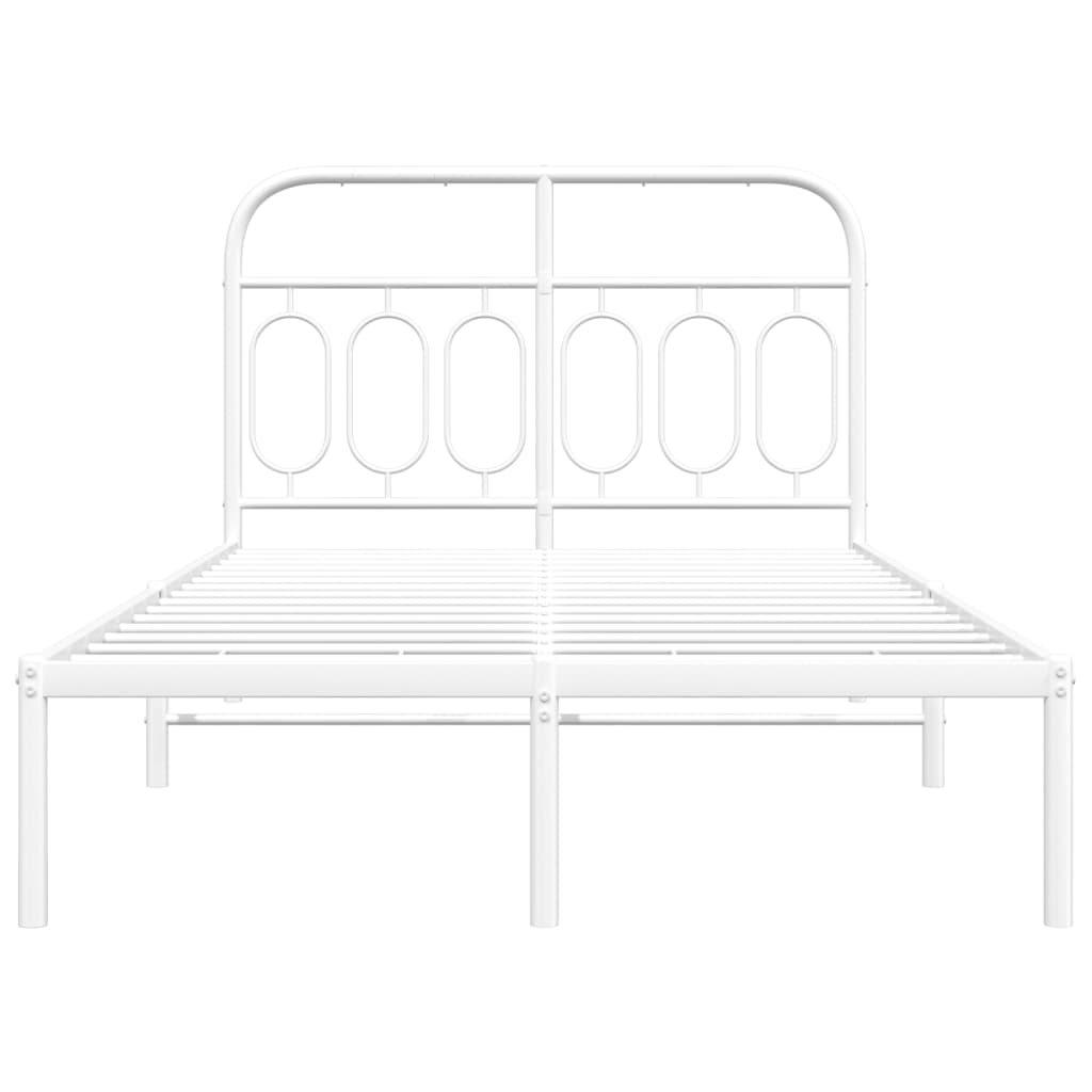 Metalni okvir za krevet s uzglavljem bijeli 120 x 190 cm