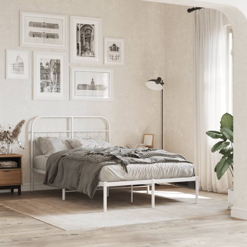 Metalni okvir za krevet s uzglavljem bijeli 120 x 190 cm