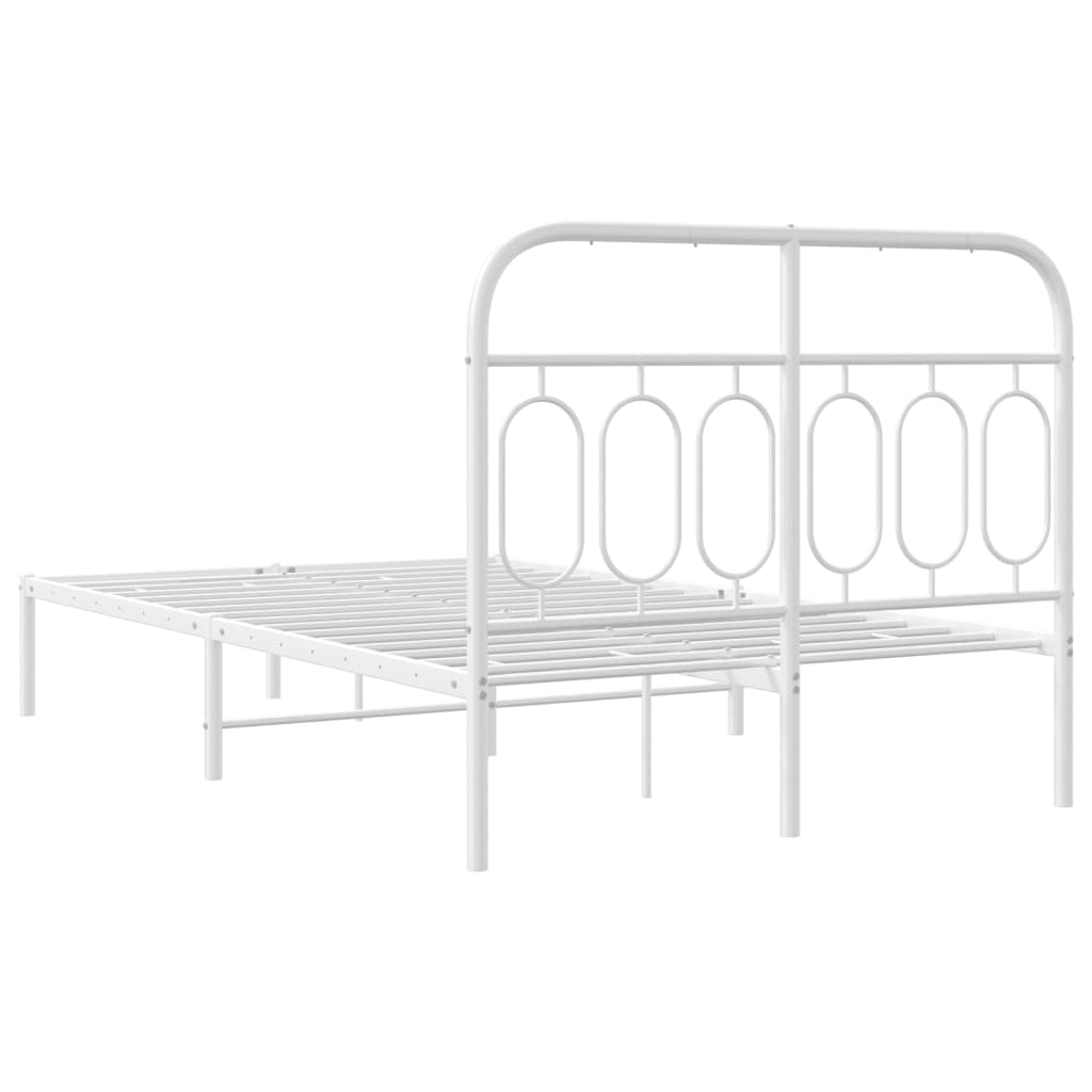 Metalni okvir za krevet s uzglavljem bijeli 120x200 cm