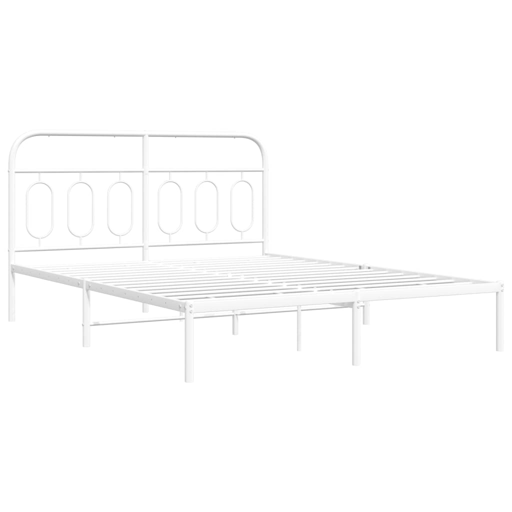 Metalni okvir za krevet s uzglavljem bijeli 135x190 cm