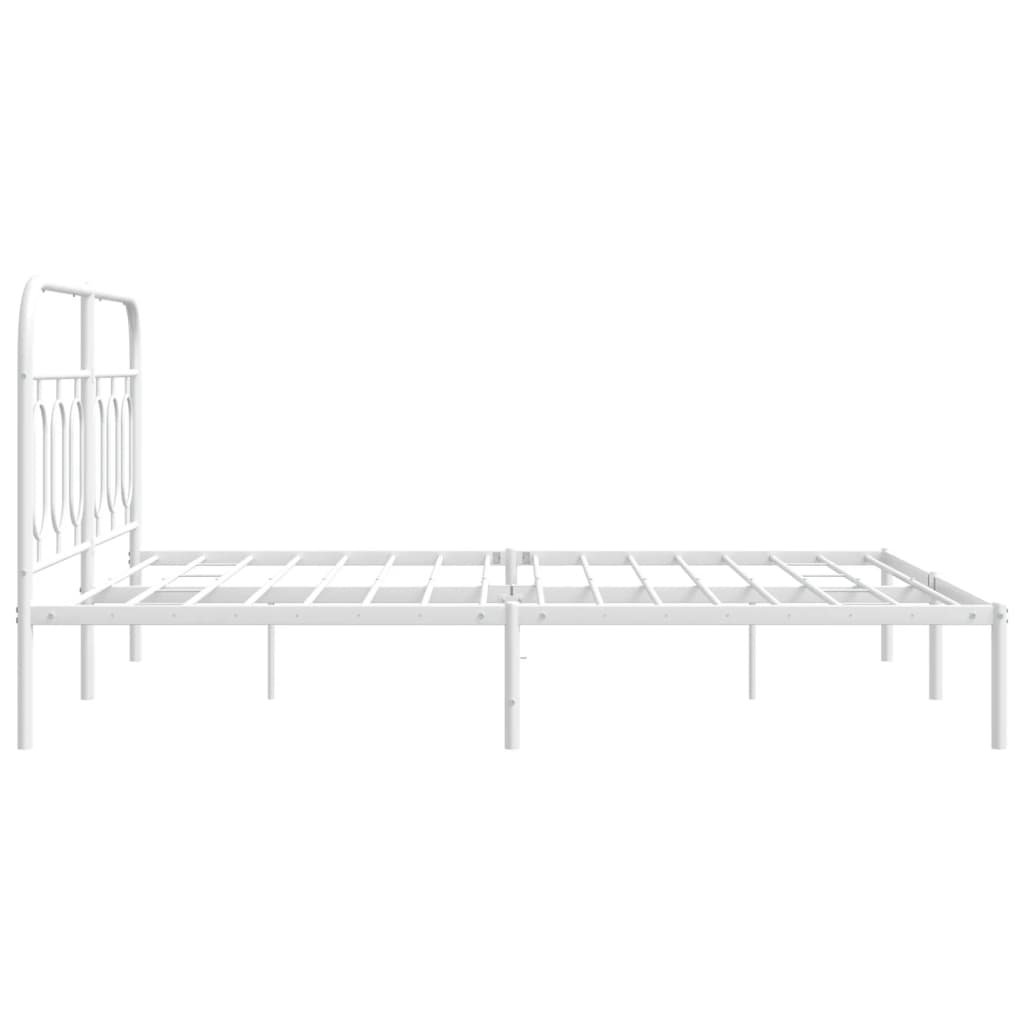 Metalni okvir za krevet s uzglavljem bijeli 135x190 cm