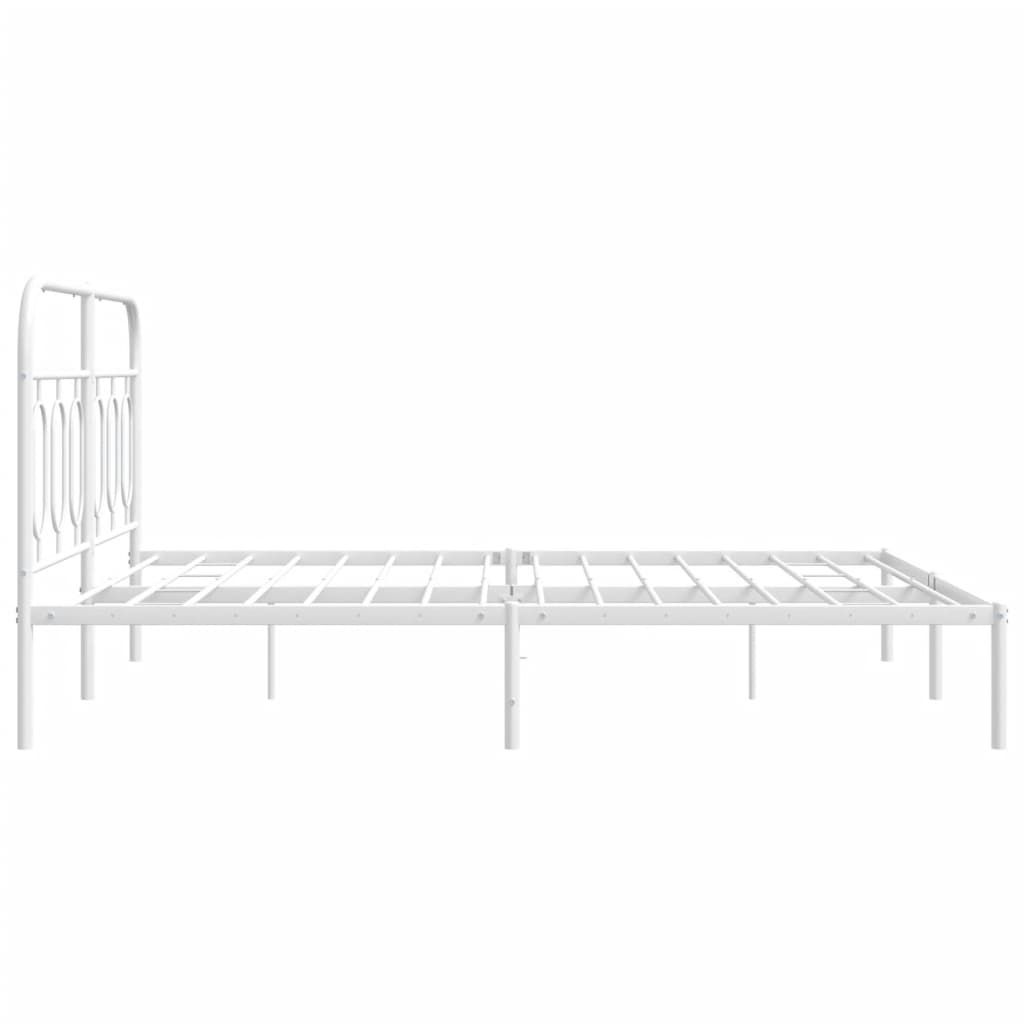 Metalni okvir za krevet s uzglavljem bijeli 140 x 190 cm