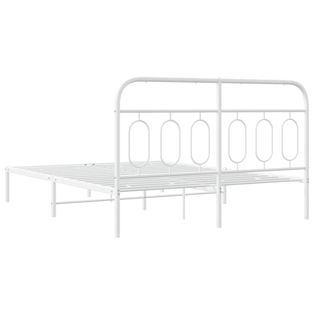 Metalni okvir za krevet s uzglavljem bijeli 140 x 190 cm
