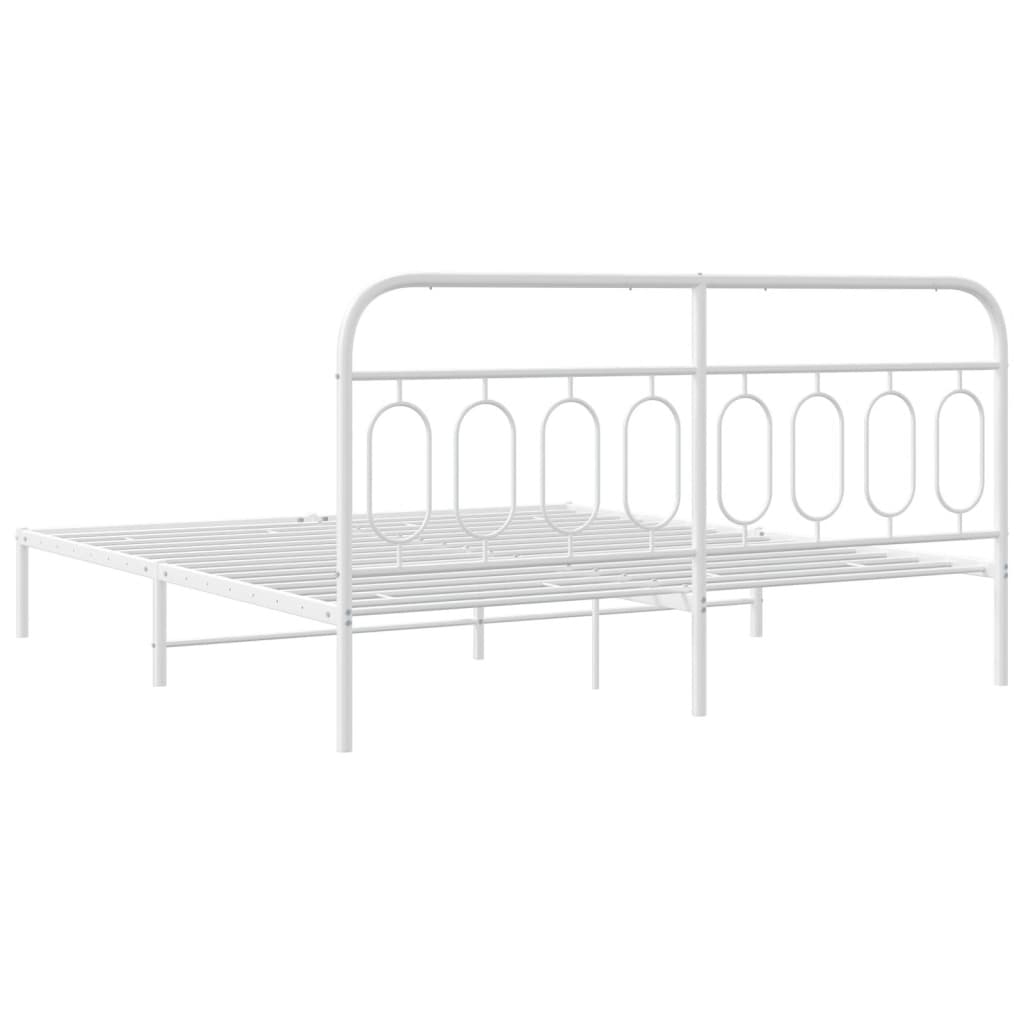 Metalni okvir za krevet s uzglavljem bijeli 160x200 cm