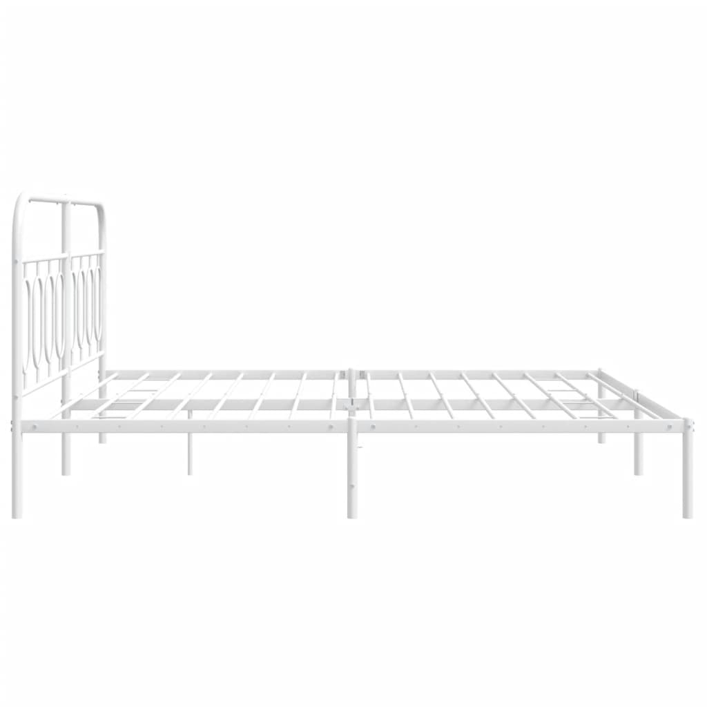 Metalni okvir za krevet s uzglavljem bijeli 193x203 cm