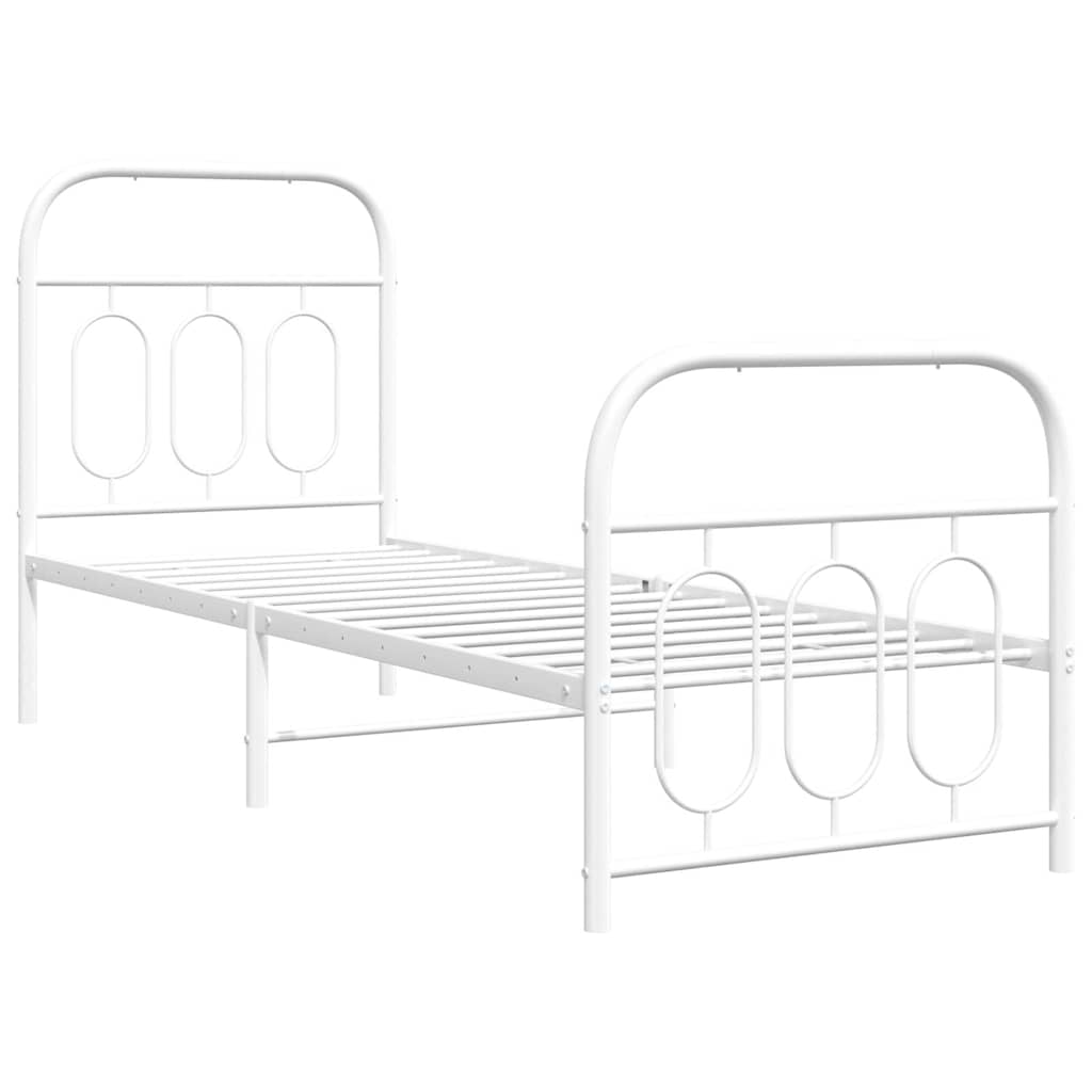 Metalni okvir kreveta uzglavlje i podnožje bijeli 75x190 cm