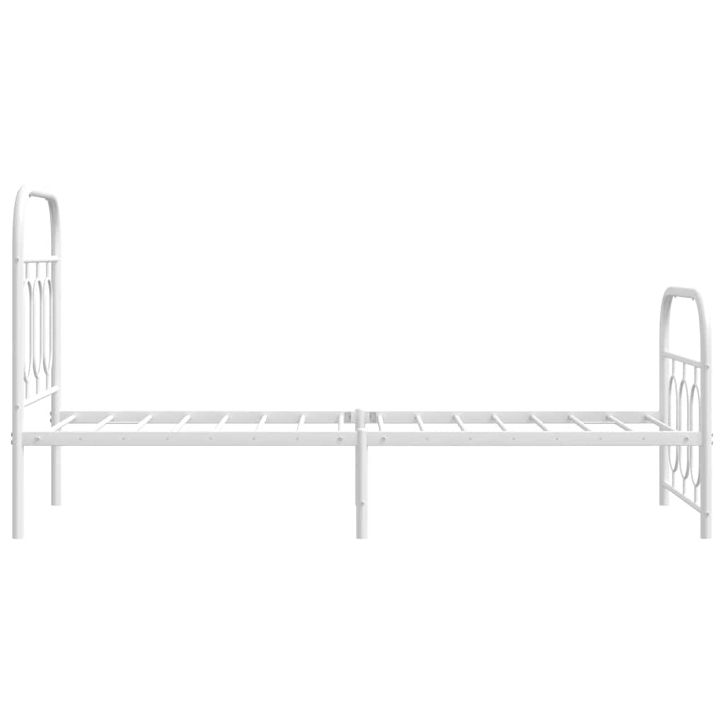 Metalni okvir kreveta uzglavlje i podnožje bijeli 75x190 cm