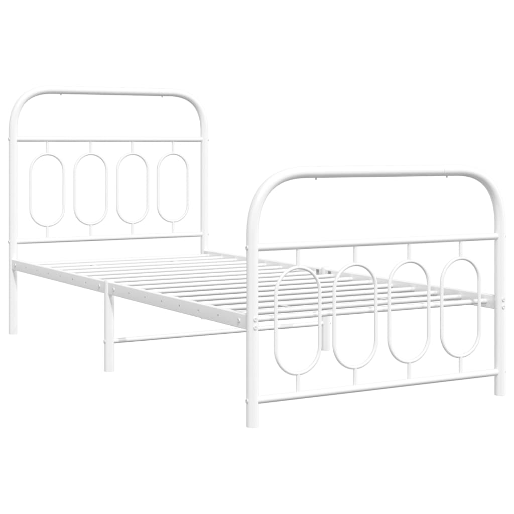 Metalni okvir kreveta uzglavlje i podnožje bijeli 90x190 cm