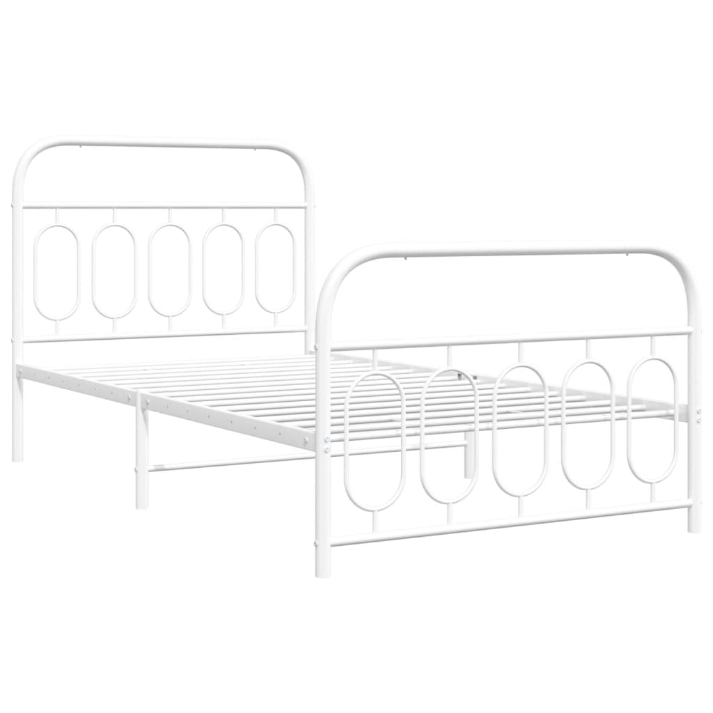 Metalni okvir kreveta uzglavlje i podnožje bijeli 100x200 cm