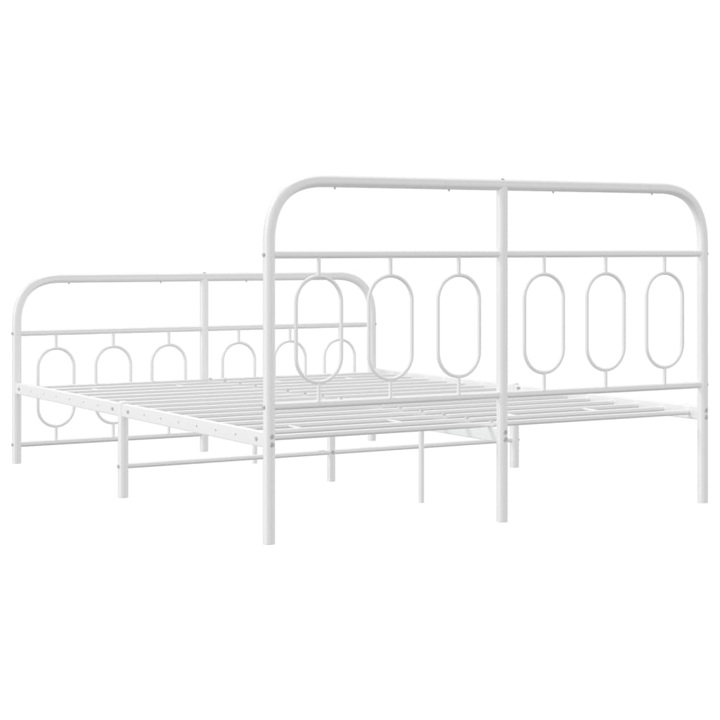Metalni okvir kreveta uzglavlje i podnožje bijeli 135 x 190 cm