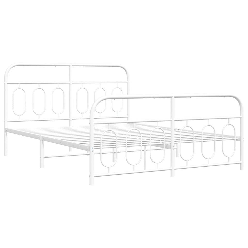 Metalni okvir kreveta uzglavlje i podnožje bijeli 140 x 190 cm