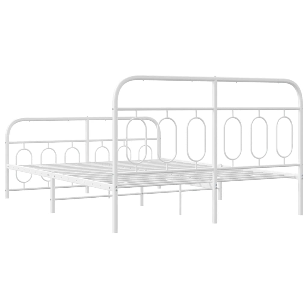 Metalni okvir kreveta uzglavlje i podnožje bijeli 140x200 cm
